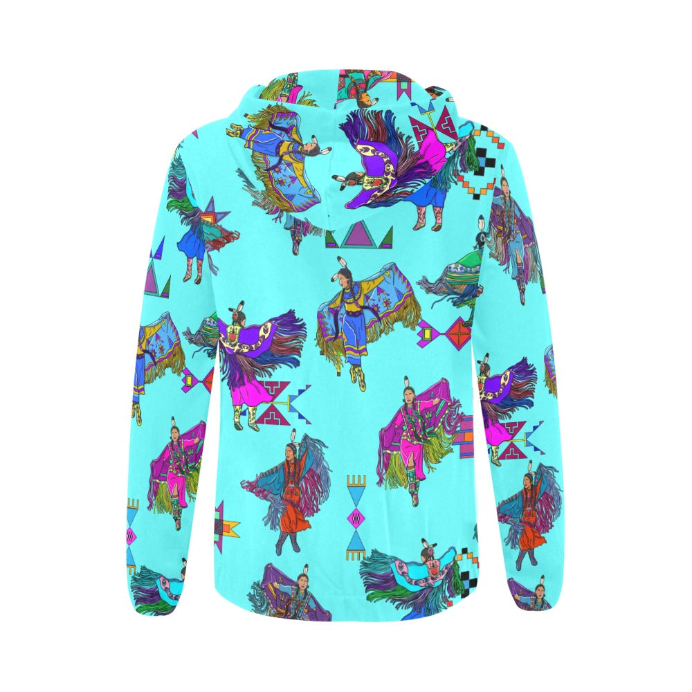 Women's Fancy Dancers Turquoise Full Zip Hoodie for Women