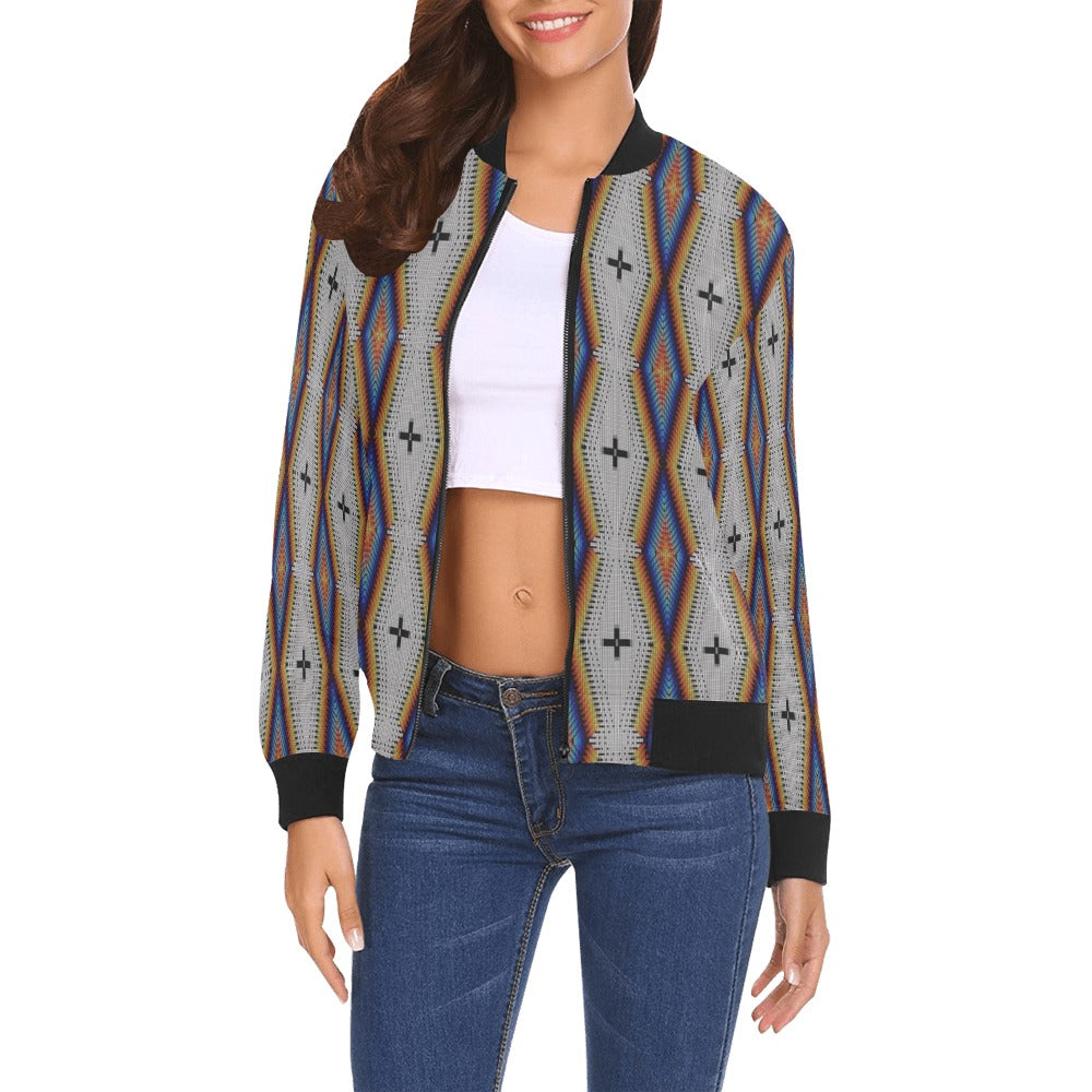 Diamond in the Bluff White Bomber Jacket for Women