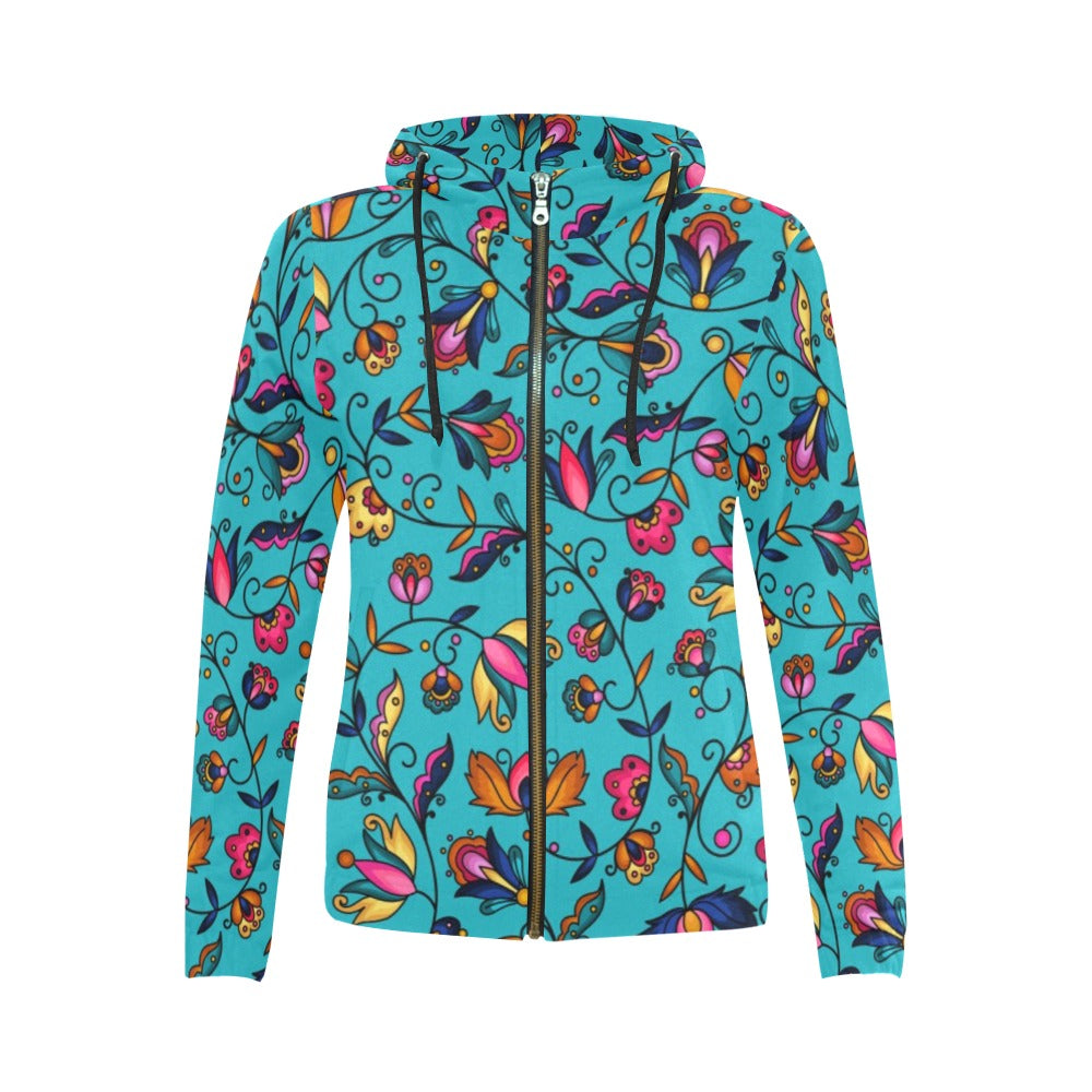 Copper Prairie Petals Full Zip Hoodie for Women