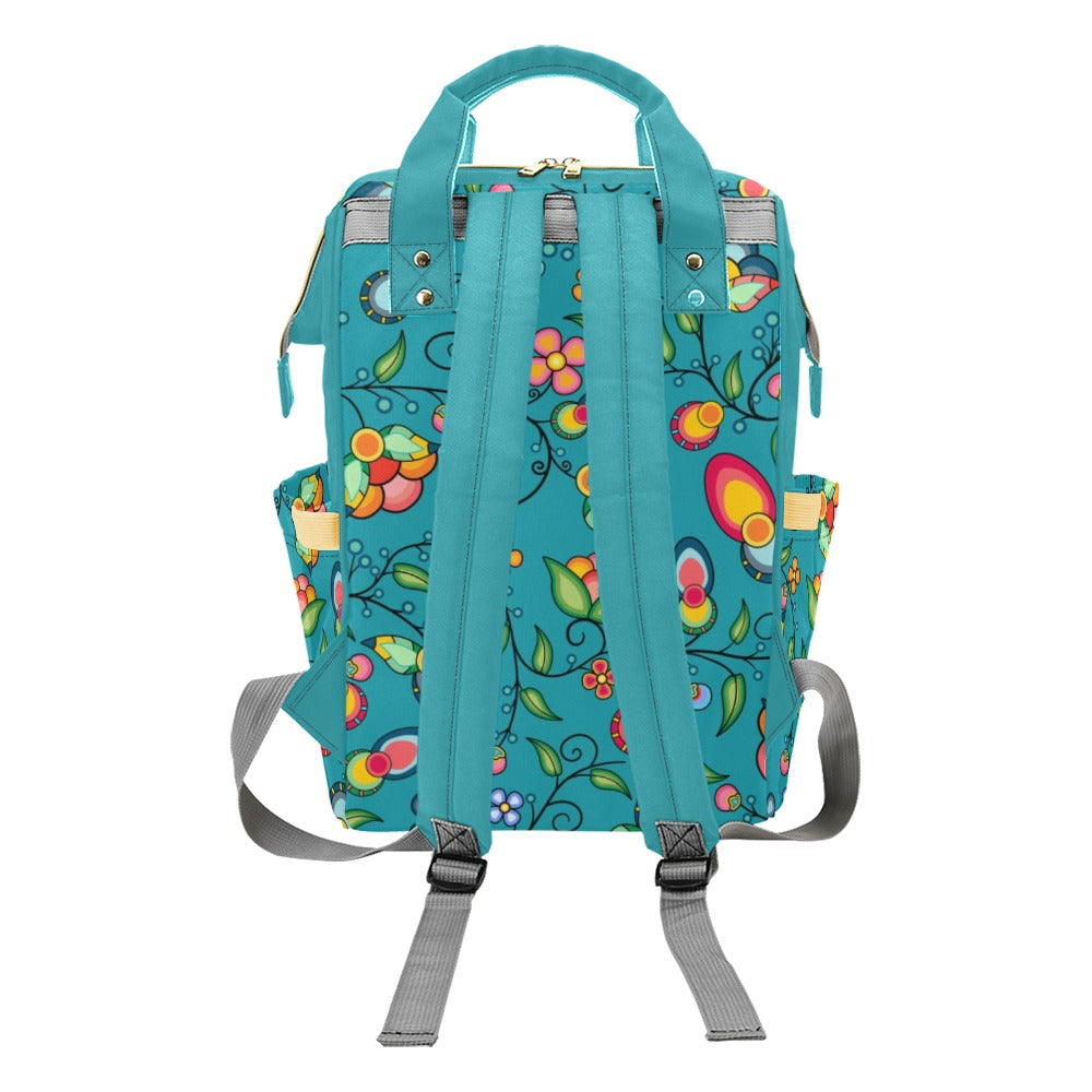 Floral Bounty Teal Multi-Function Diaper Backpack