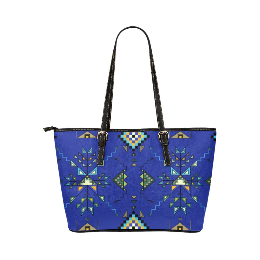 Bear Shield Dark Blue Leather Tote