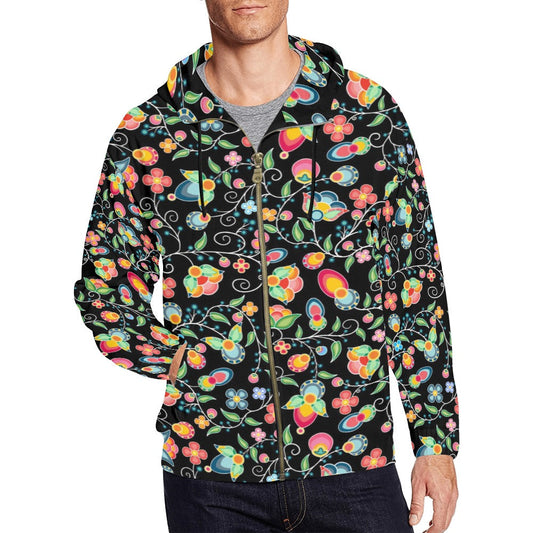 Floral Bounty Black Men's Zipper Hoodie