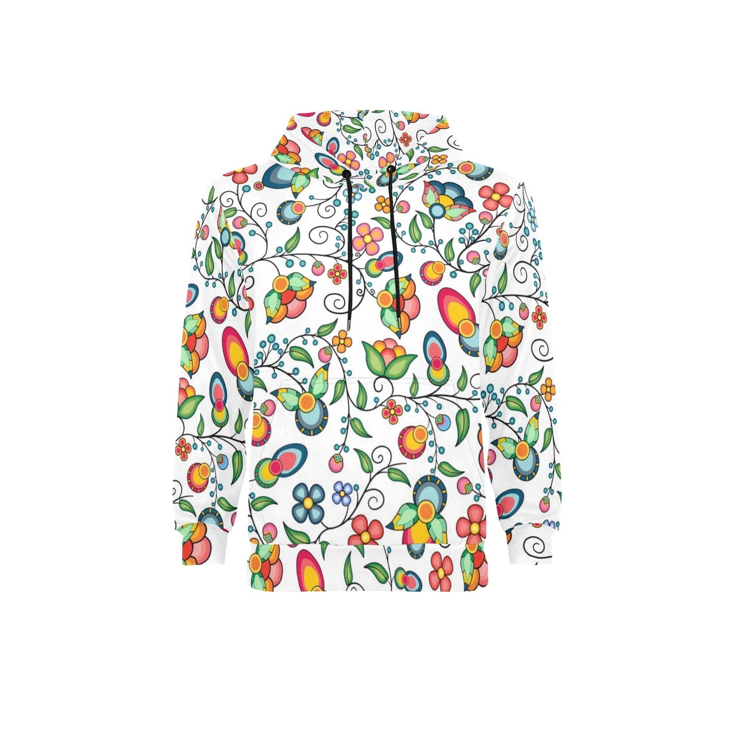 Floral Bounty White Men's Long Sleeve Fleece Hoodie