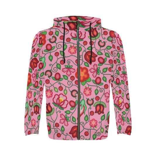 Rose Reverie Pink Zip Hoodie