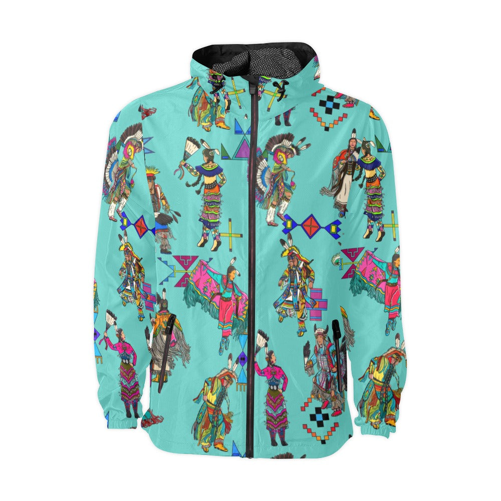 Grand Entry Dancers Eggshell Blue Men's Windbreaker