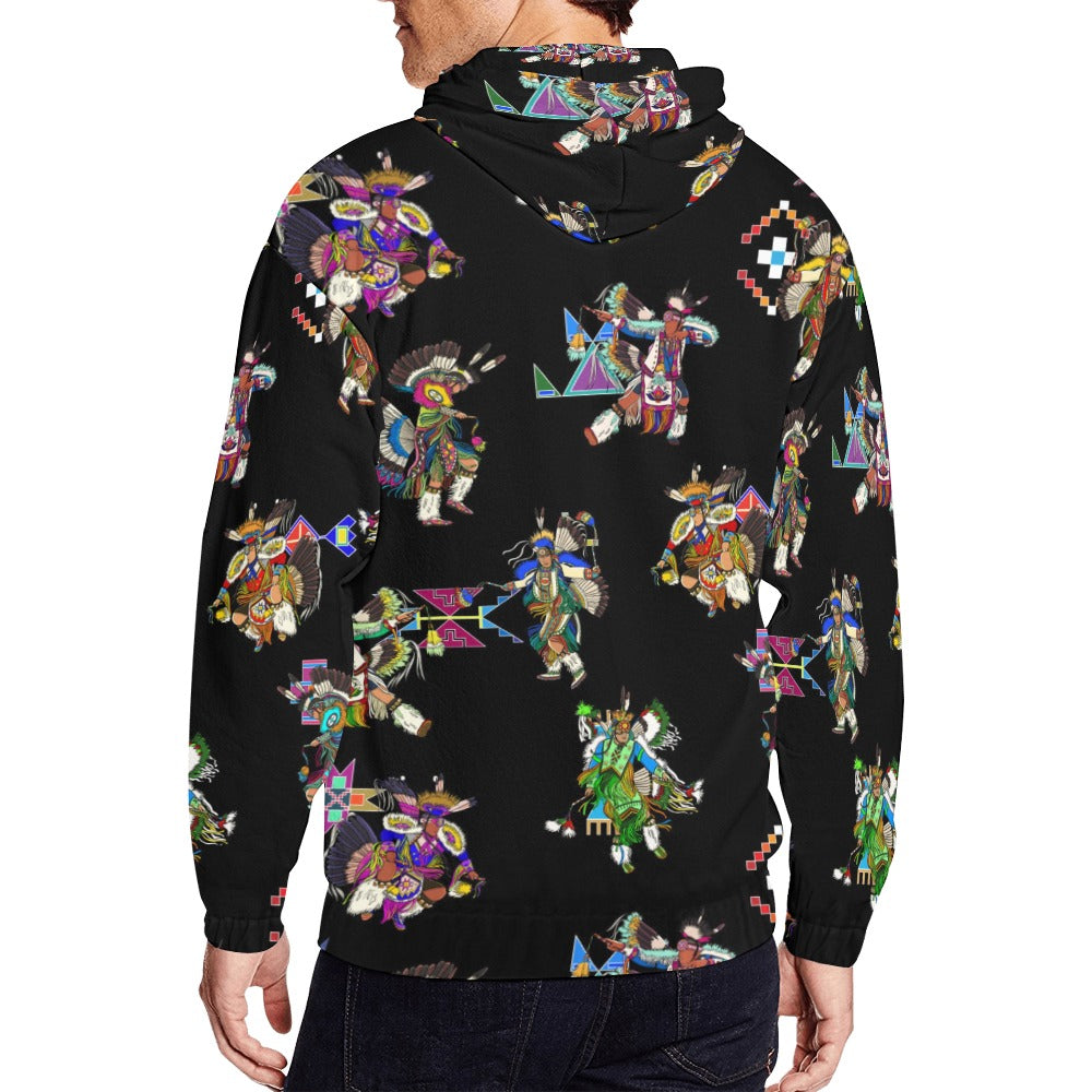 Men's Fancy Dancer Black Men's Zipper Hoodie