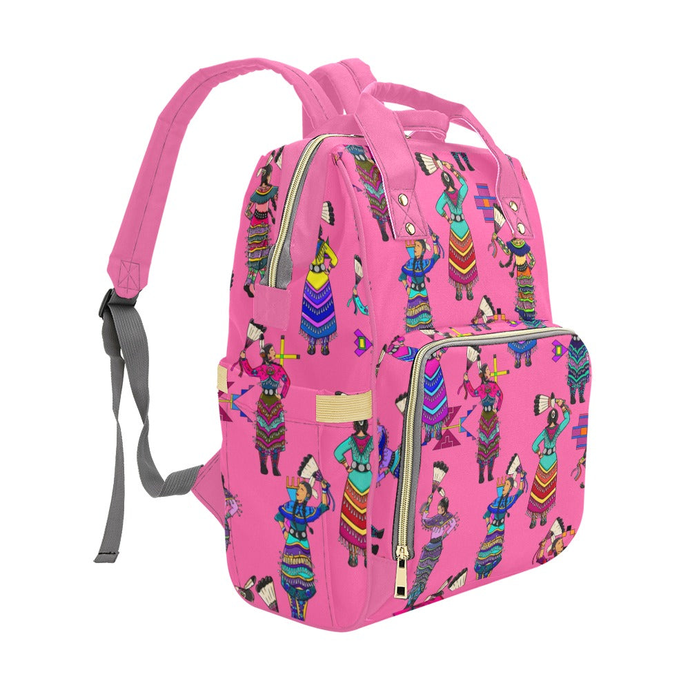 Women's Jingle Dancers Pink Multi-Function Diaper Backpack