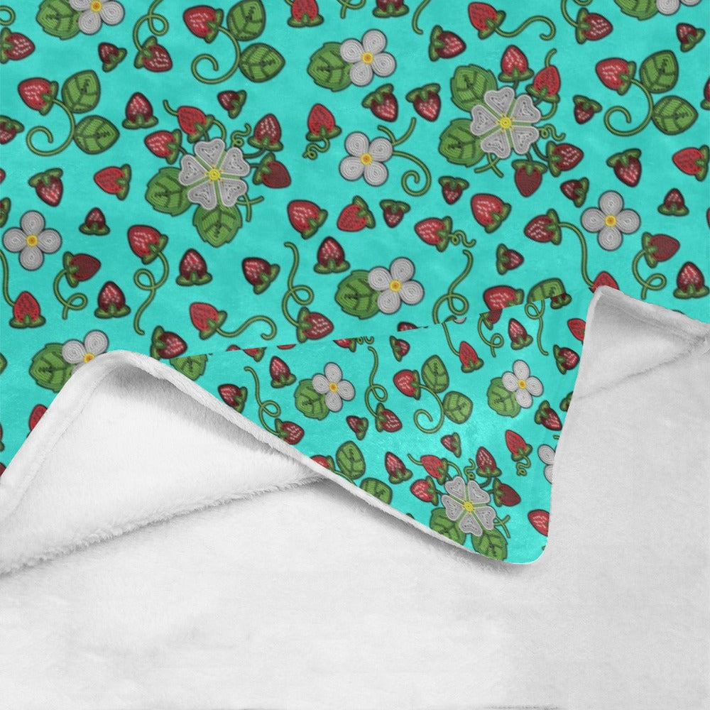 Strawberry Dreams Turquoise X-Large Micro Fleece Blanket