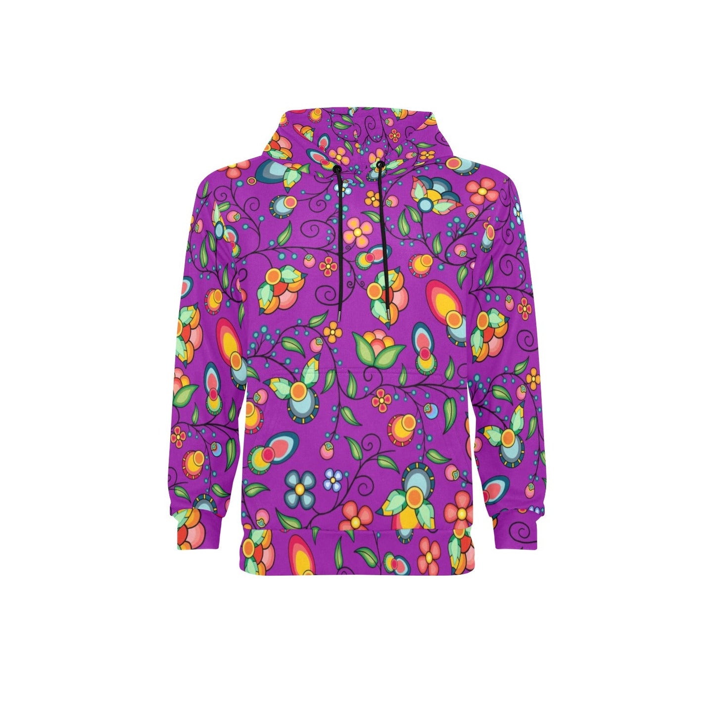 Floral Bounty Purple Men's Long Sleeve Fleece Hoodie