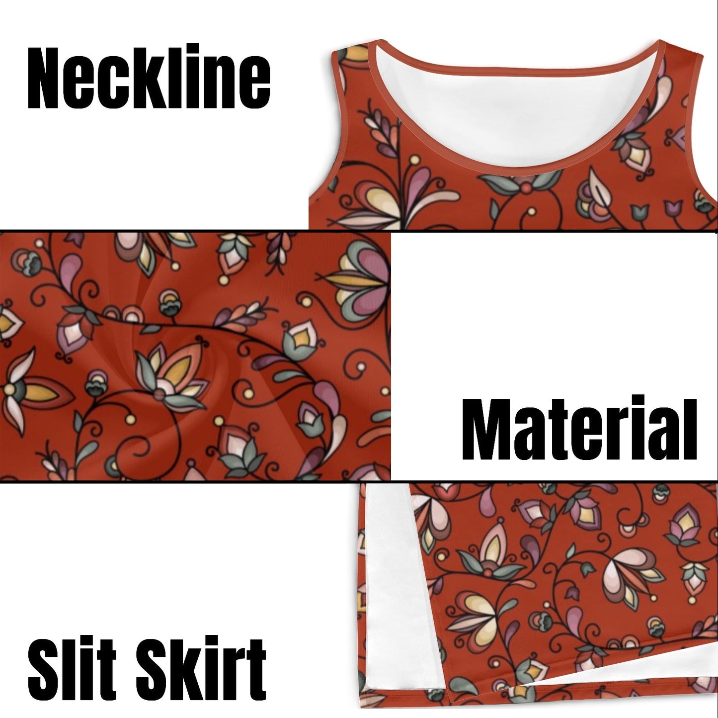 Burnt Sky Petals Red Phaedra Sleeveless Open Fork Long Dress