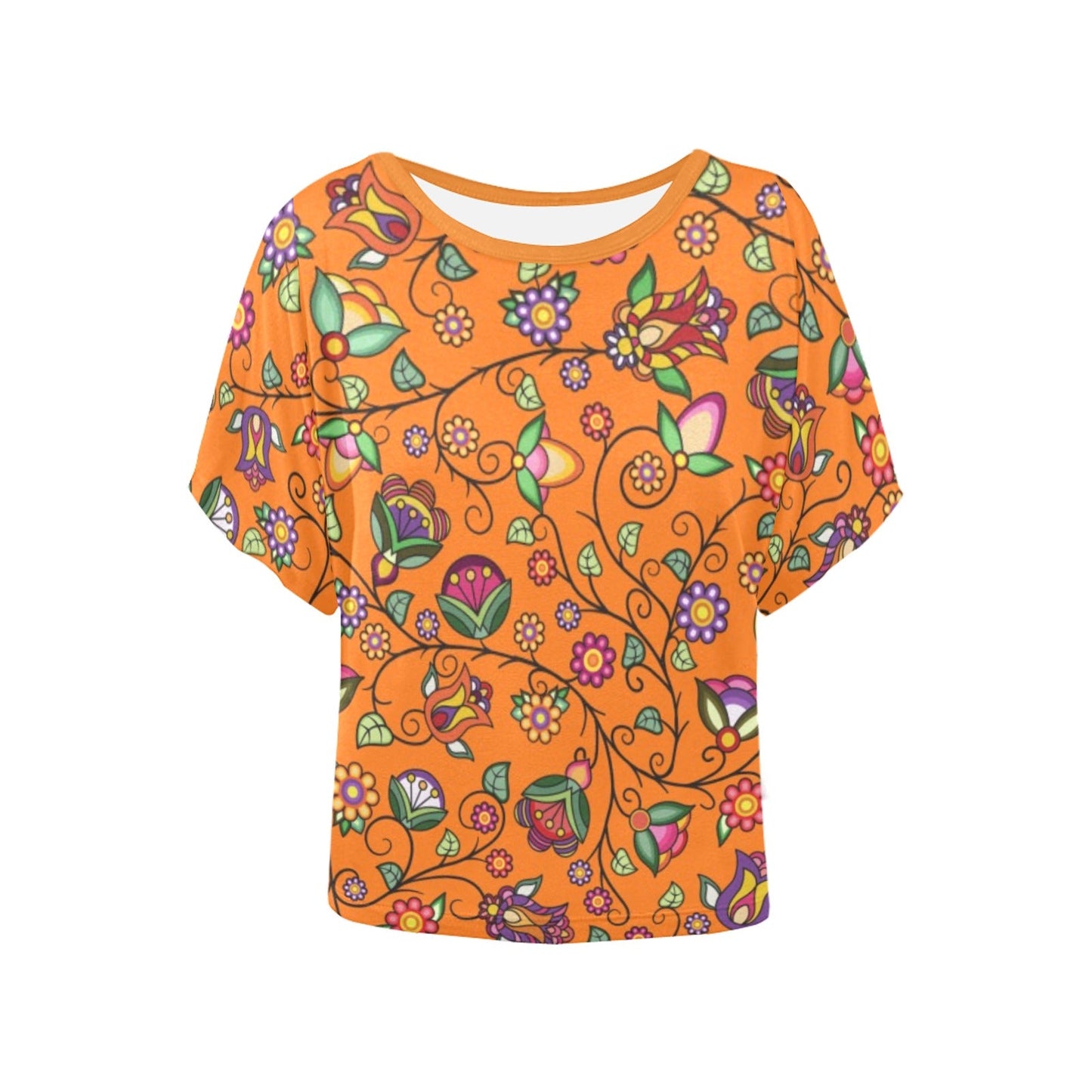 Heartbeat Petals Orange Women's Batwing-Sleeved Blouse T shirt