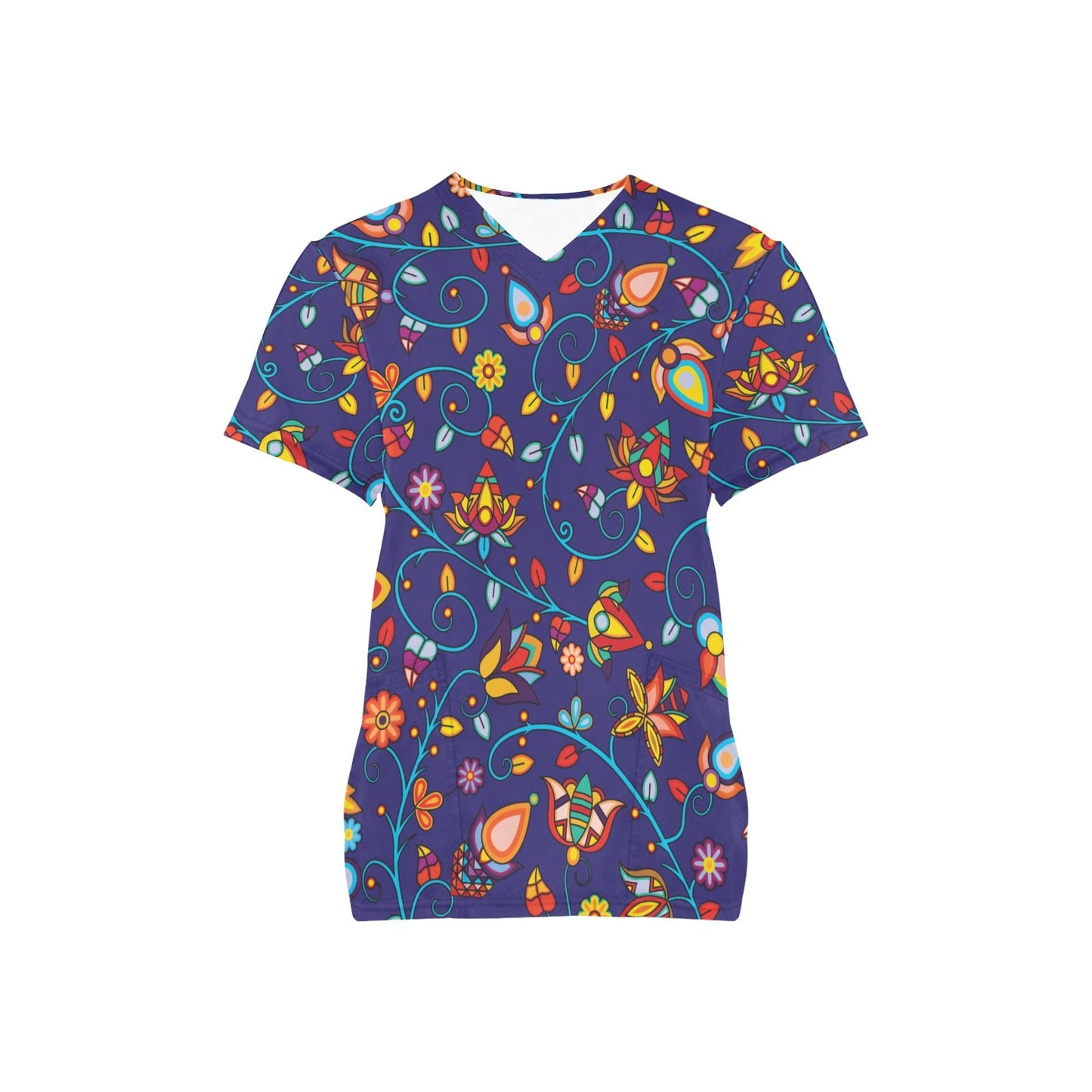 Thorny Path Blue Scrub Top