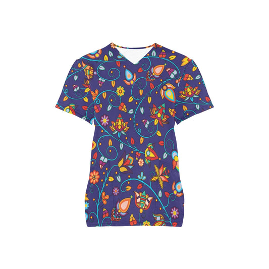 Thorny Path Blue Scrub Top