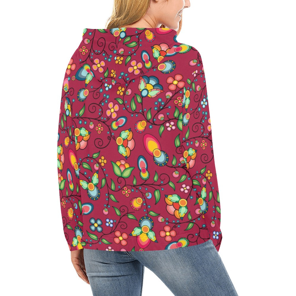 Floral Bounty Magenta Hoodie for Women