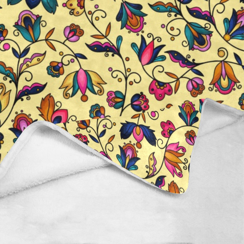 Copper Prairie Petals Yellow X-Large Micro Fleece Blanket