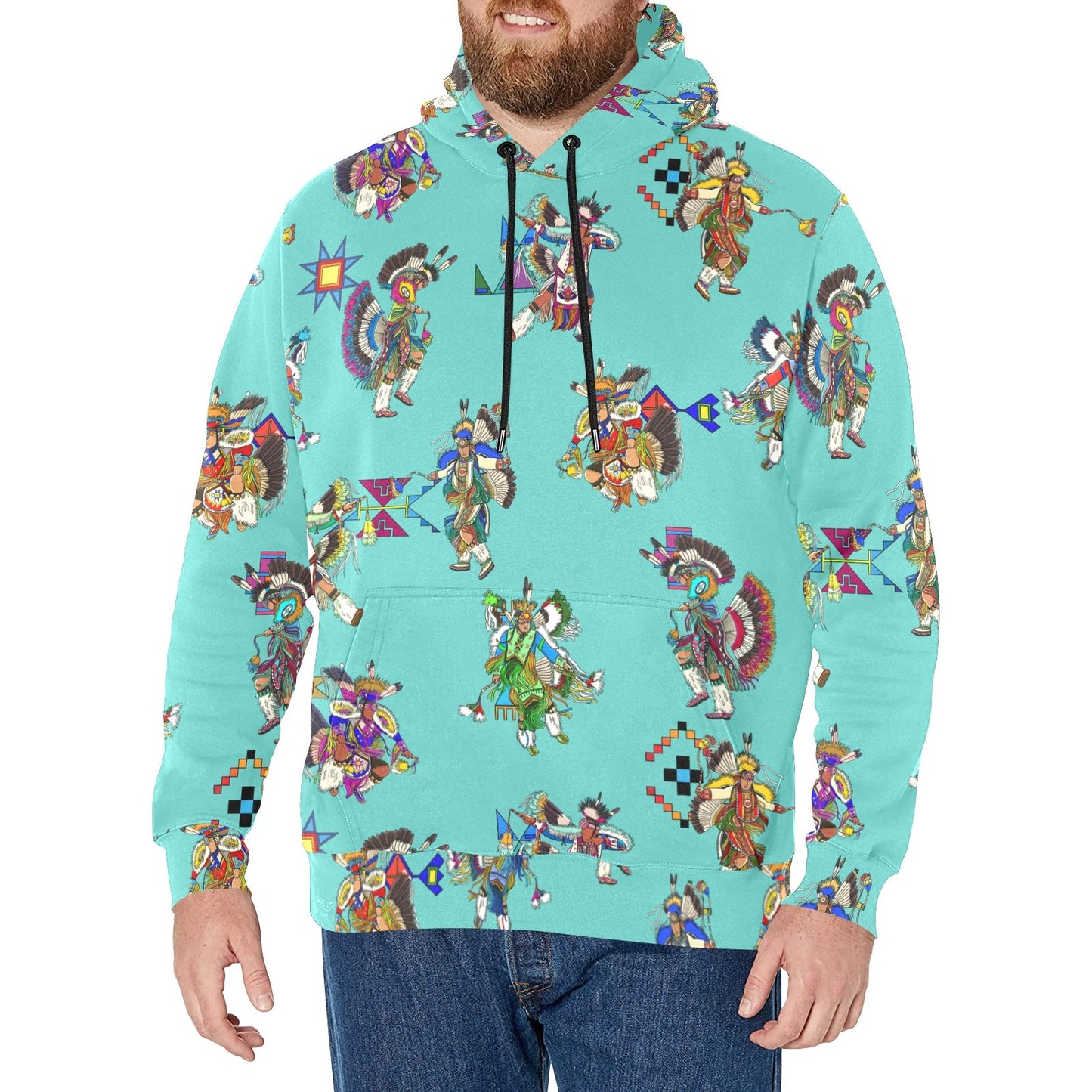 Men's Fancy Dancers Eggshell Blue Men's Long Sleeve Fleece Hoodie