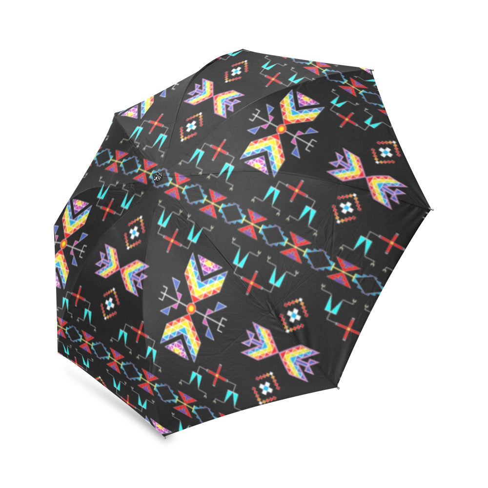 Rainy Chief Rainbow Black Foldable Umbrella
