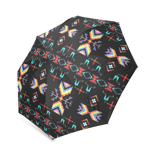 Rainy Chief Rainbow Black Foldable Umbrella