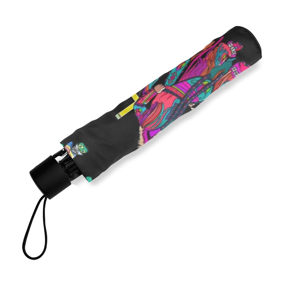 Men's Grass Dancers Black Foldable Umbrella
