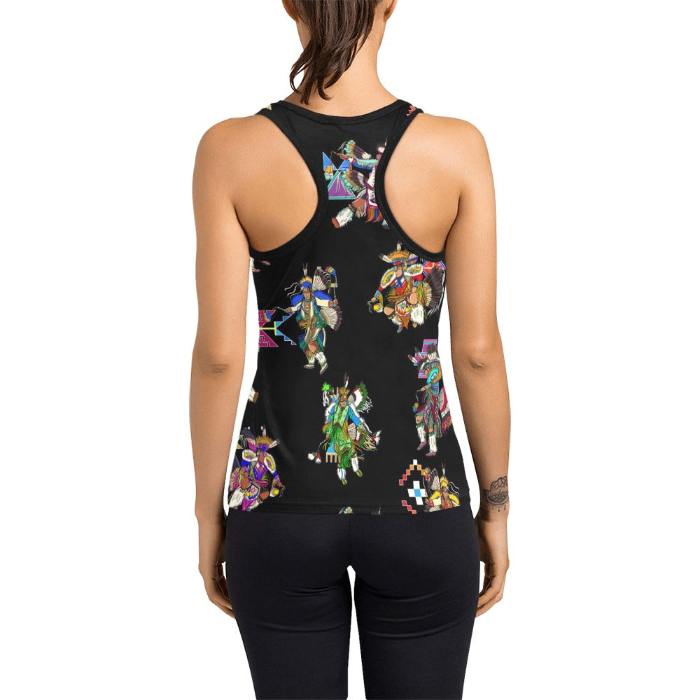 Men's Fancy Dancer Black Women's Racerback Tank Top