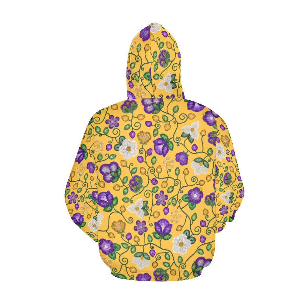 Midnight Moss Bloom Yellow Hoodie for Women