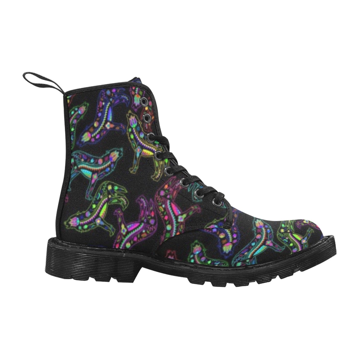 Neon Floral Wolves Boots for Men