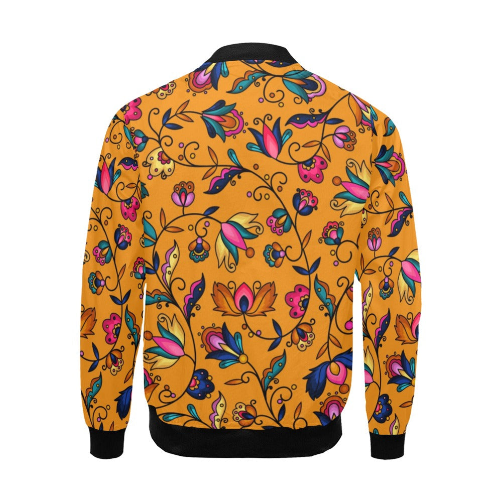 Copper Prairie Petals Orange Bomber Jacket for Men