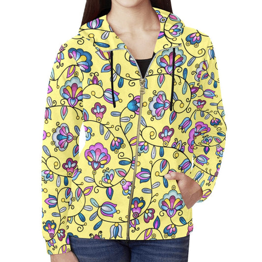Autumn Bundle Blessing Yellow Full Zip Hoodie for Women