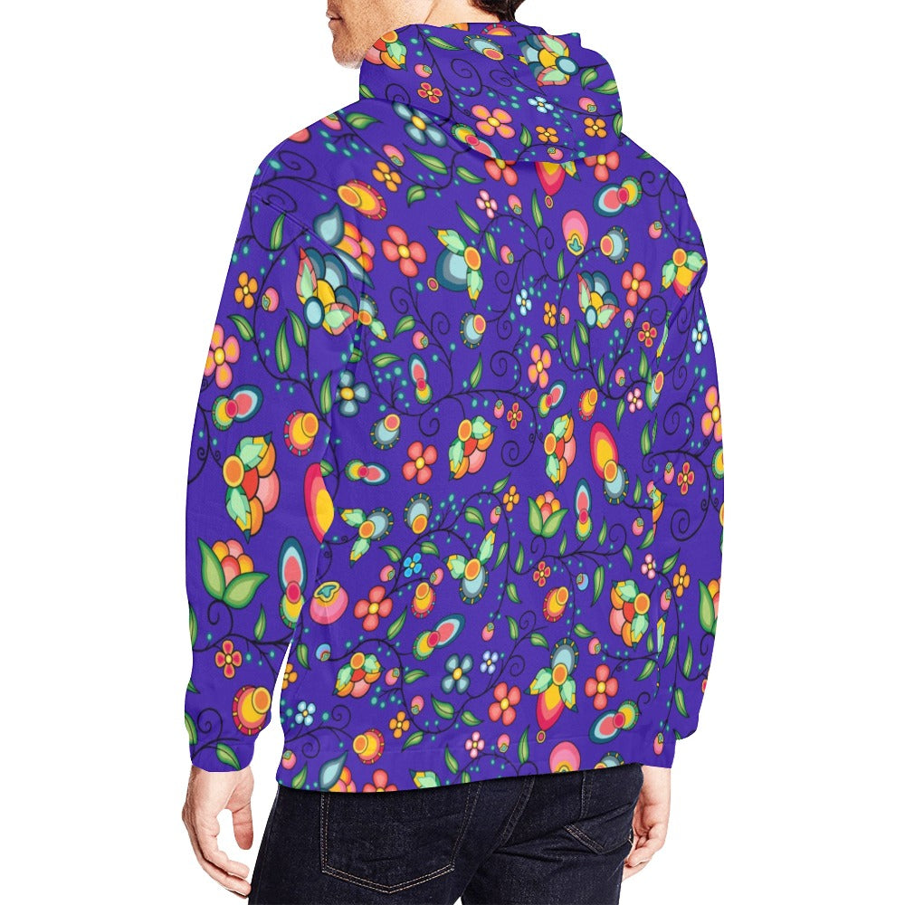 Floral Bounty Blue Hoodie for Men