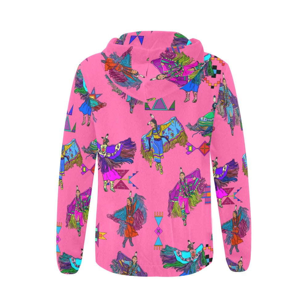 Women's Fancy Dancers Pink Full Zip Hoodie for Women