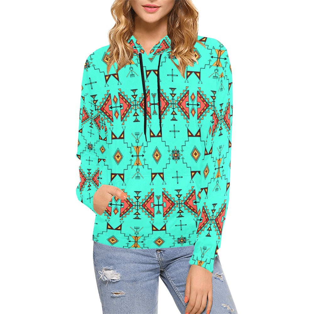 Thunder Flight Turquoise Hoodie for Women (USA Size)