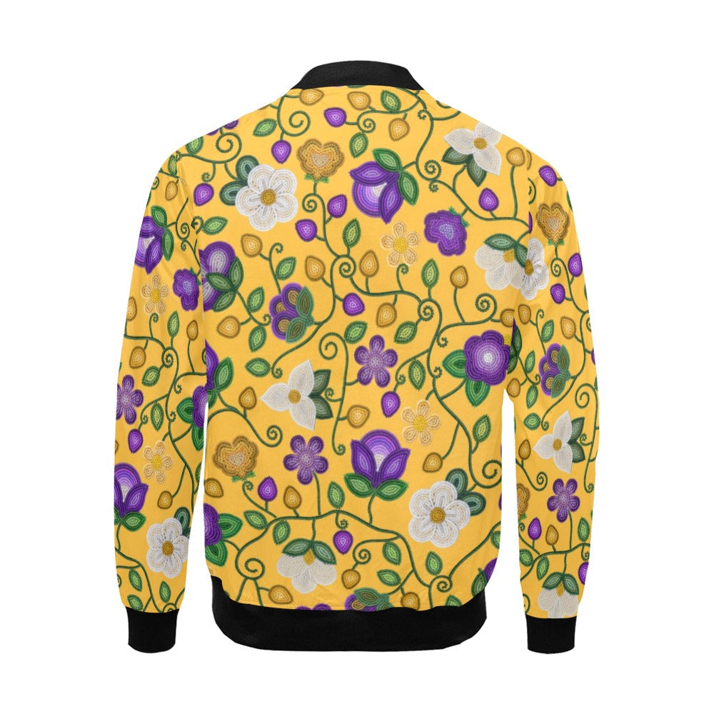 Midnight Moss Bloom Yellow Bomber Jacket