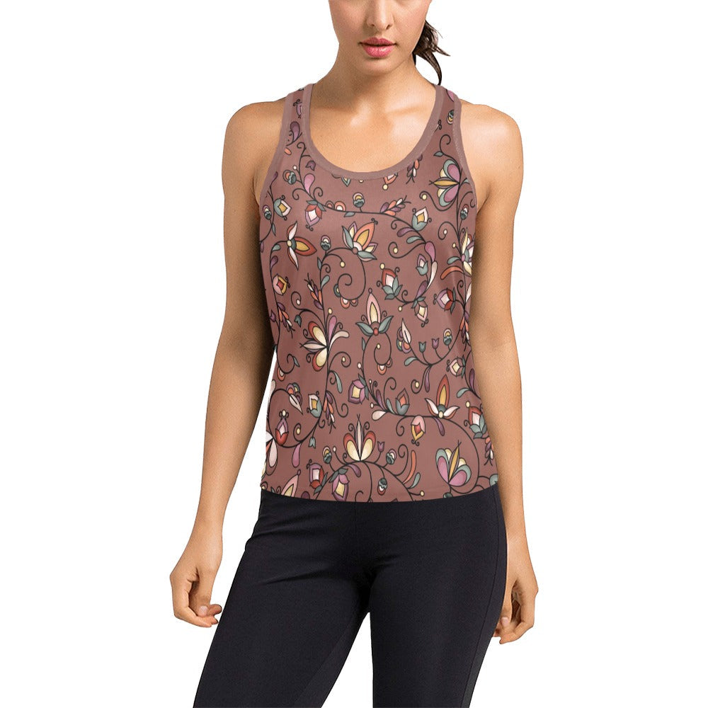Burnt Sky Petals Brown Women's Racerback Tank Top