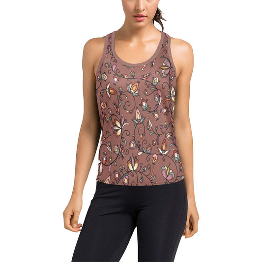 Burnt Sky Petals Brown Women's Racerback Tank Top