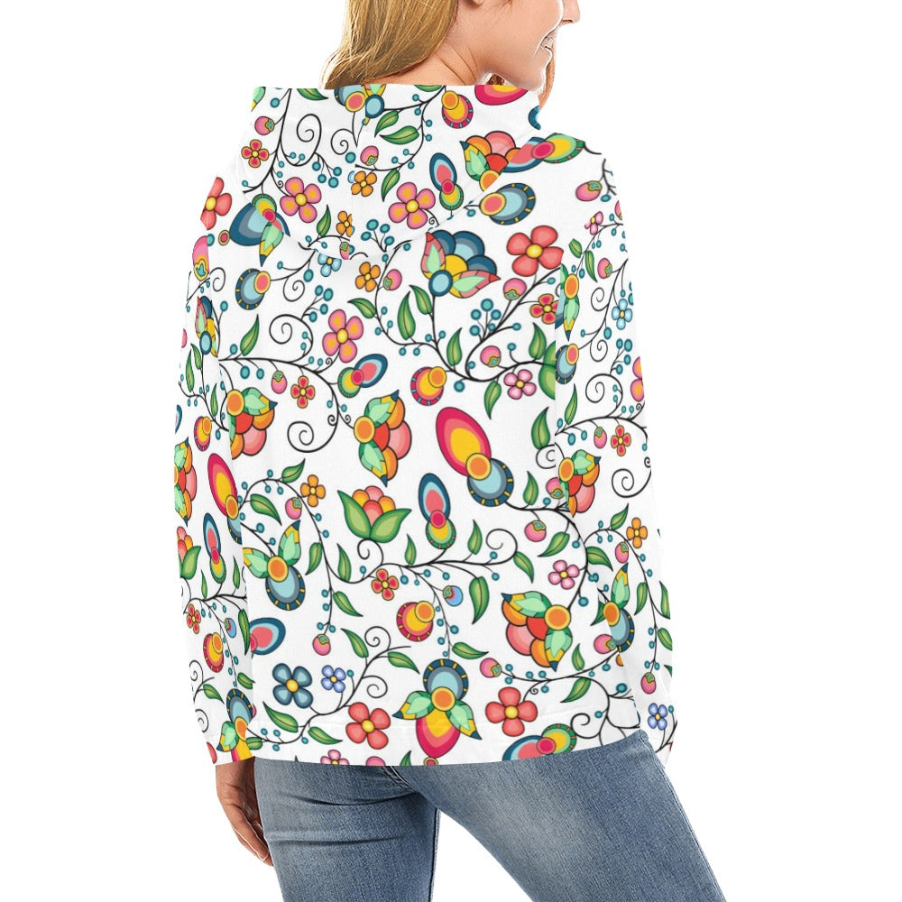 Floral Bounty White Hoodie for Women