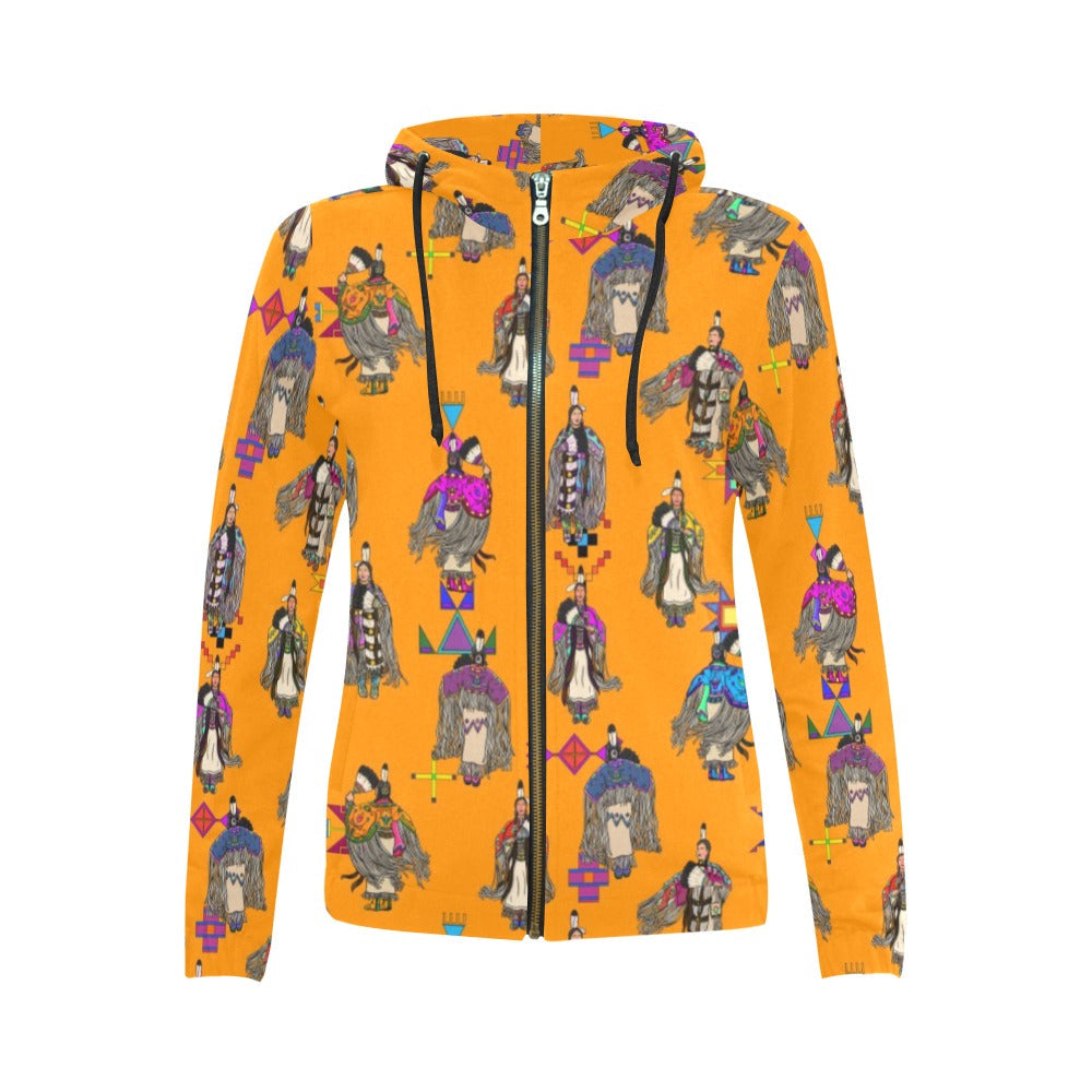 Women's Tradish Dancers Orange Full Zip Hoodie for Women