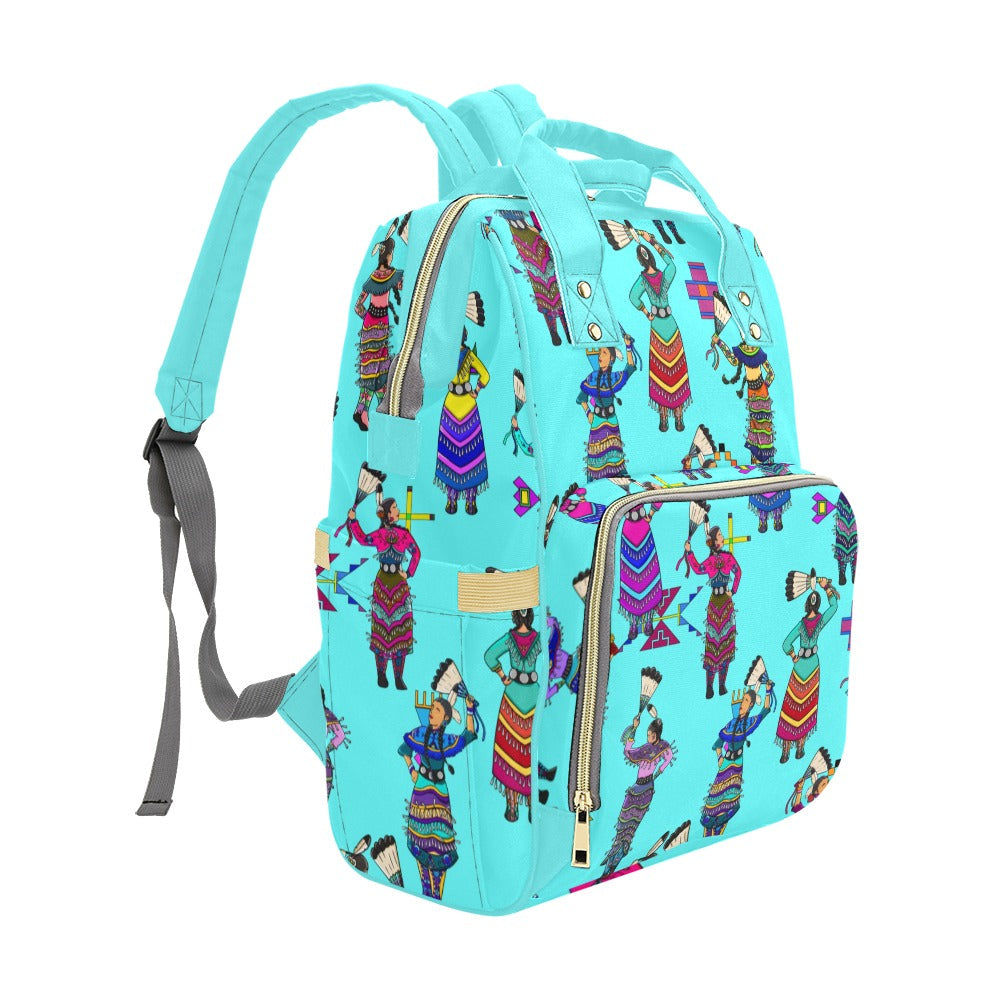 Women's Jingle Dancers Turquoise Multi-Function Diaper Backpack