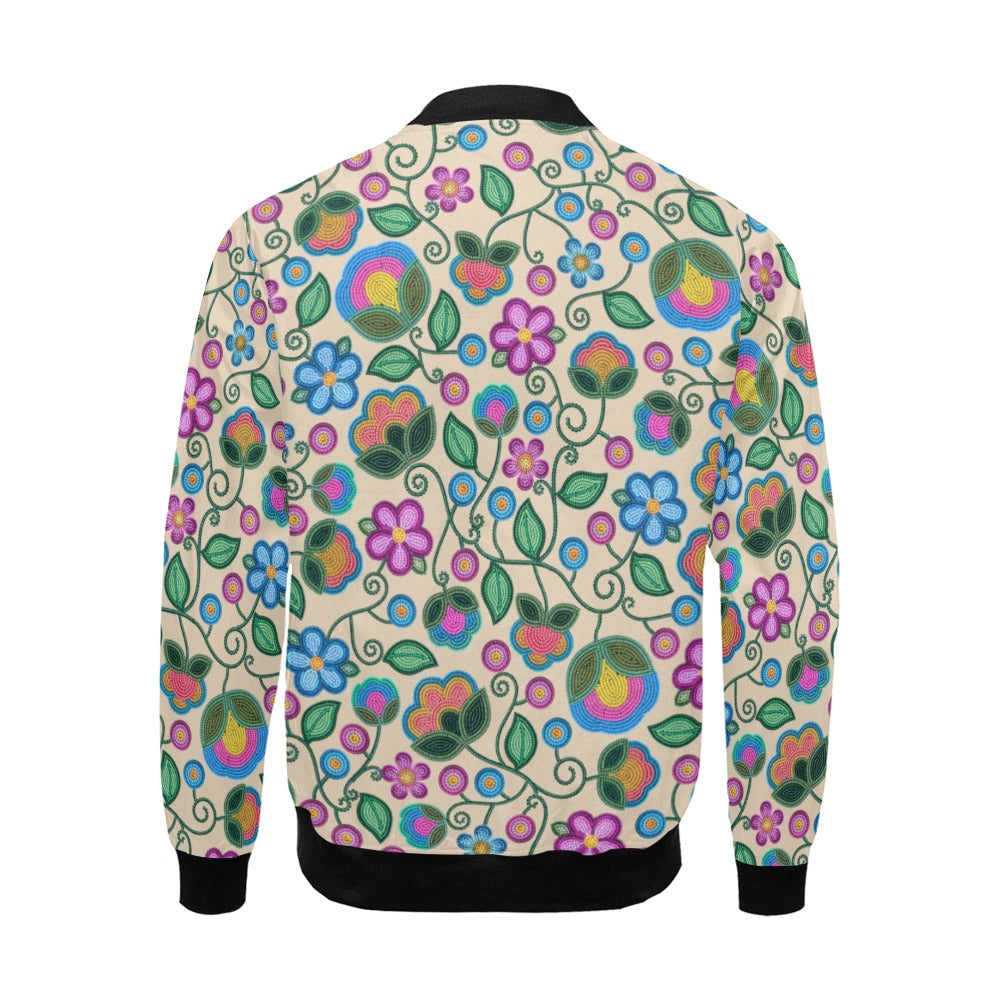 Turquoise Sunbeam Cream Bomber Jacket