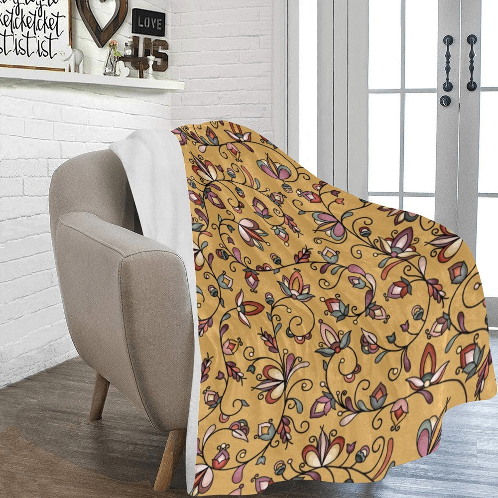 Burnt Sky Petals Gold X-Large Micro Fleece Blanket