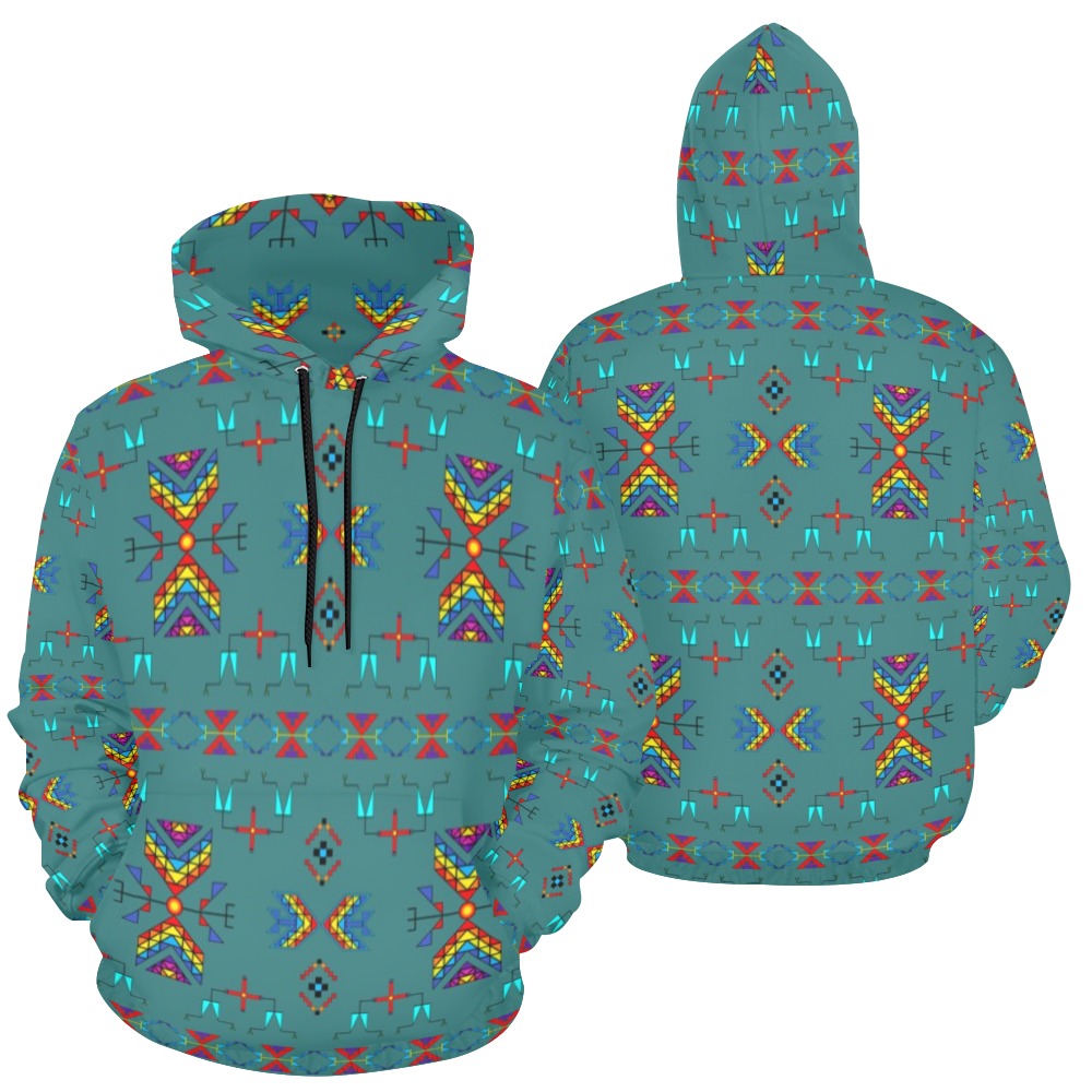 Rainy Chief Rainbow Teal Sky Hoodie for Women