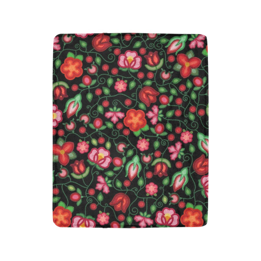 Rose Reverie Black Ultra-Soft Micro Fleece Blanket 40"x50"
