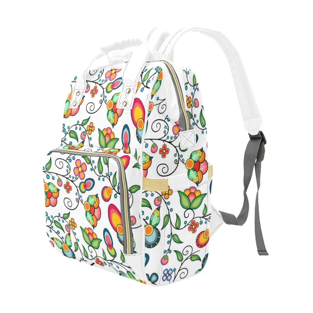 Floral Bounty White Multi-Function Diaper Backpack