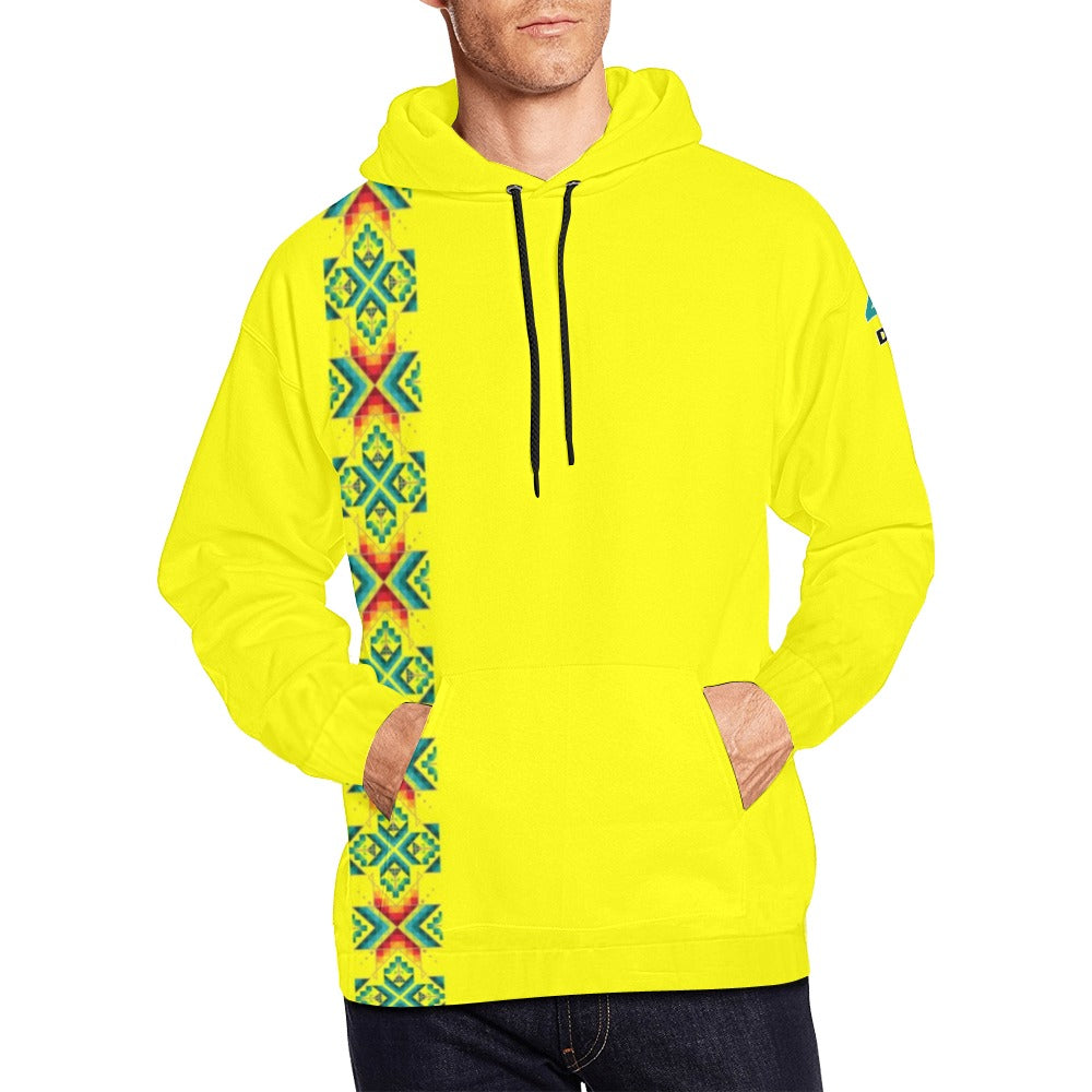 Yellow Blanket Strip Hoodie for Men