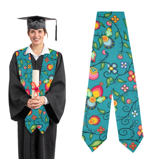 Floral Bounty Teal Graduation Stole