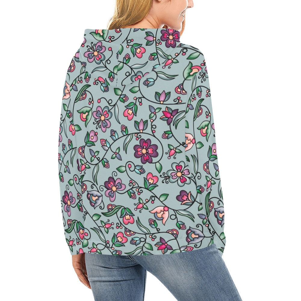 Amber Evening Garland Turquoise Hoodie for Women (USA Size)