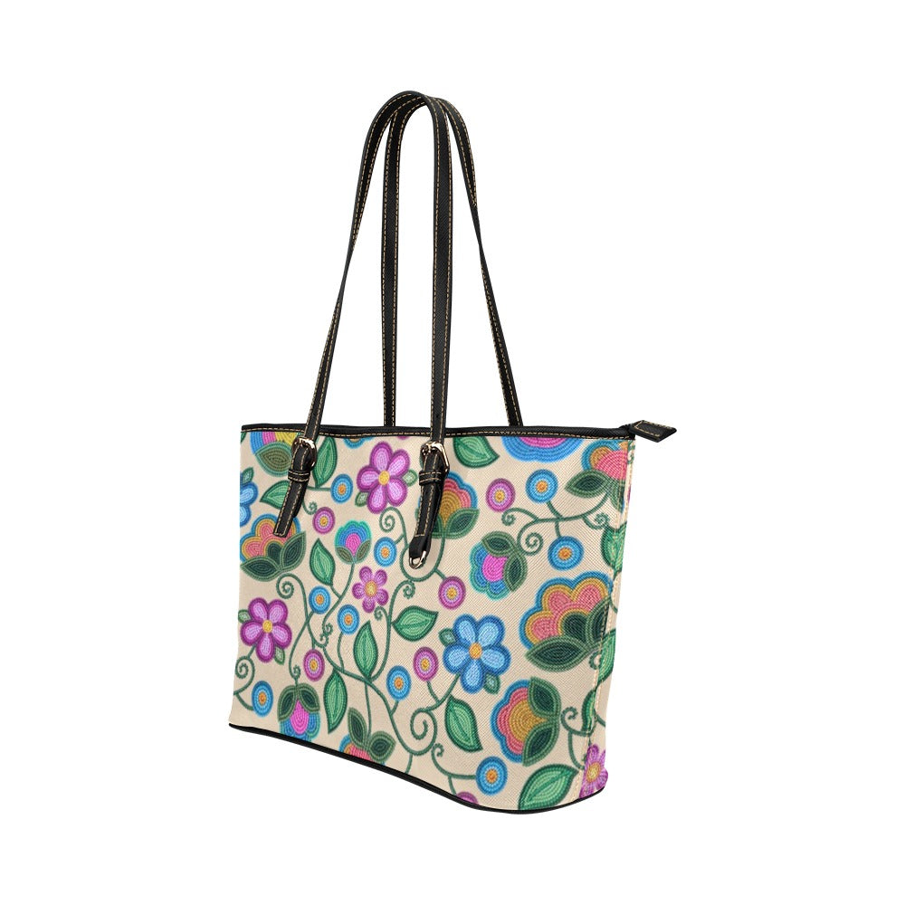 Turquoise Sunbeam Cream Leather Tote