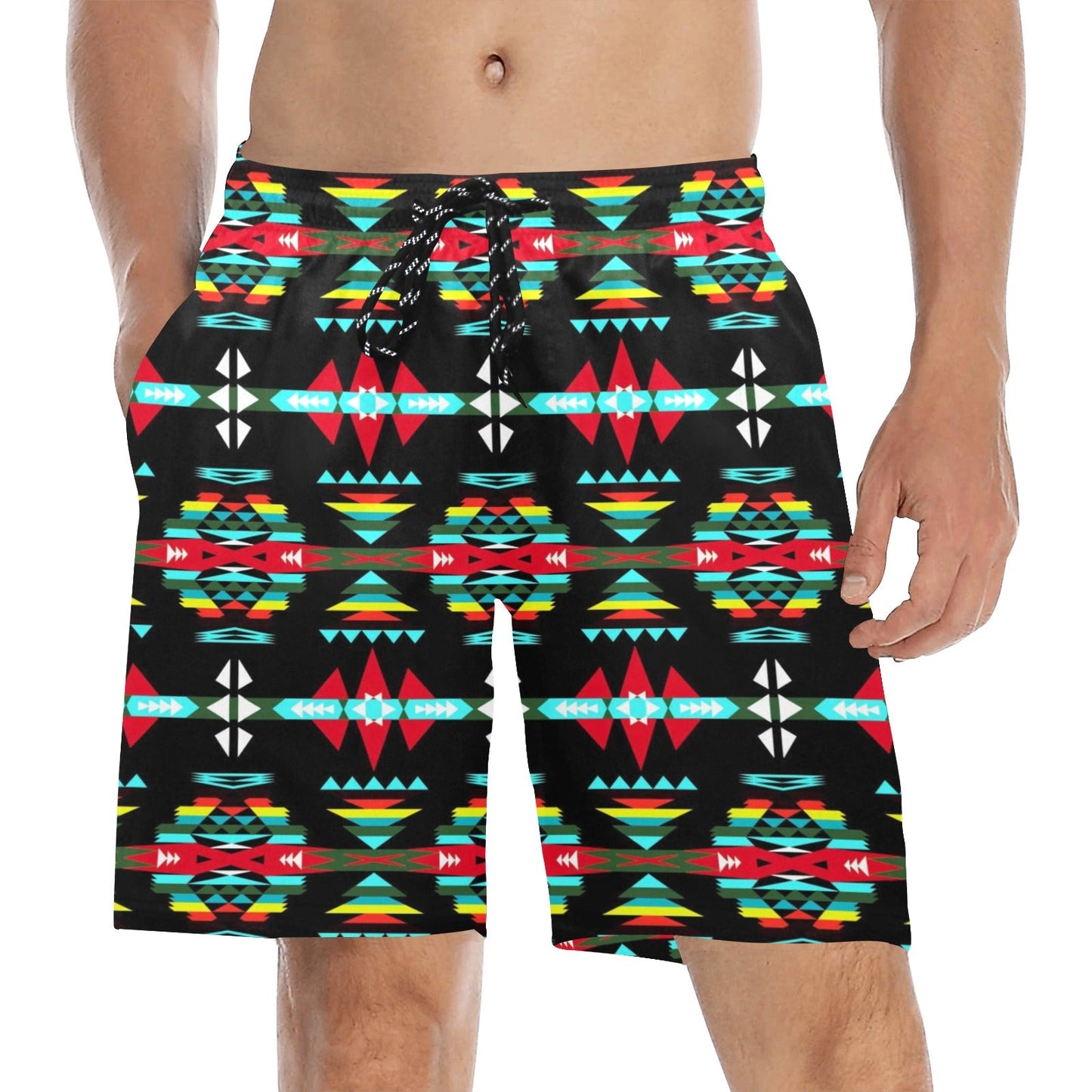 River Trail Sunset Men's Mid-Length Beach Shorts