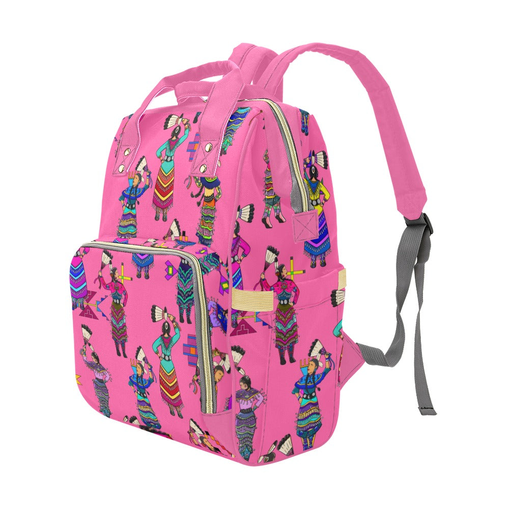 Women's Jingle Dancers Pink Multi-Function Diaper Backpack
