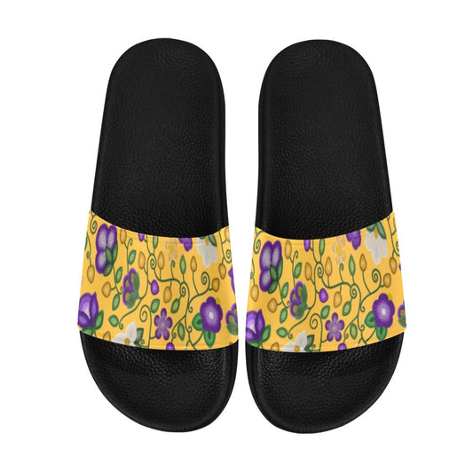 Midnight Moss Bloom Yellow Slide Sandals