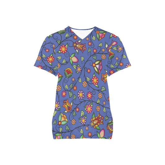 Heartbeat Petals Blue Scrub Top